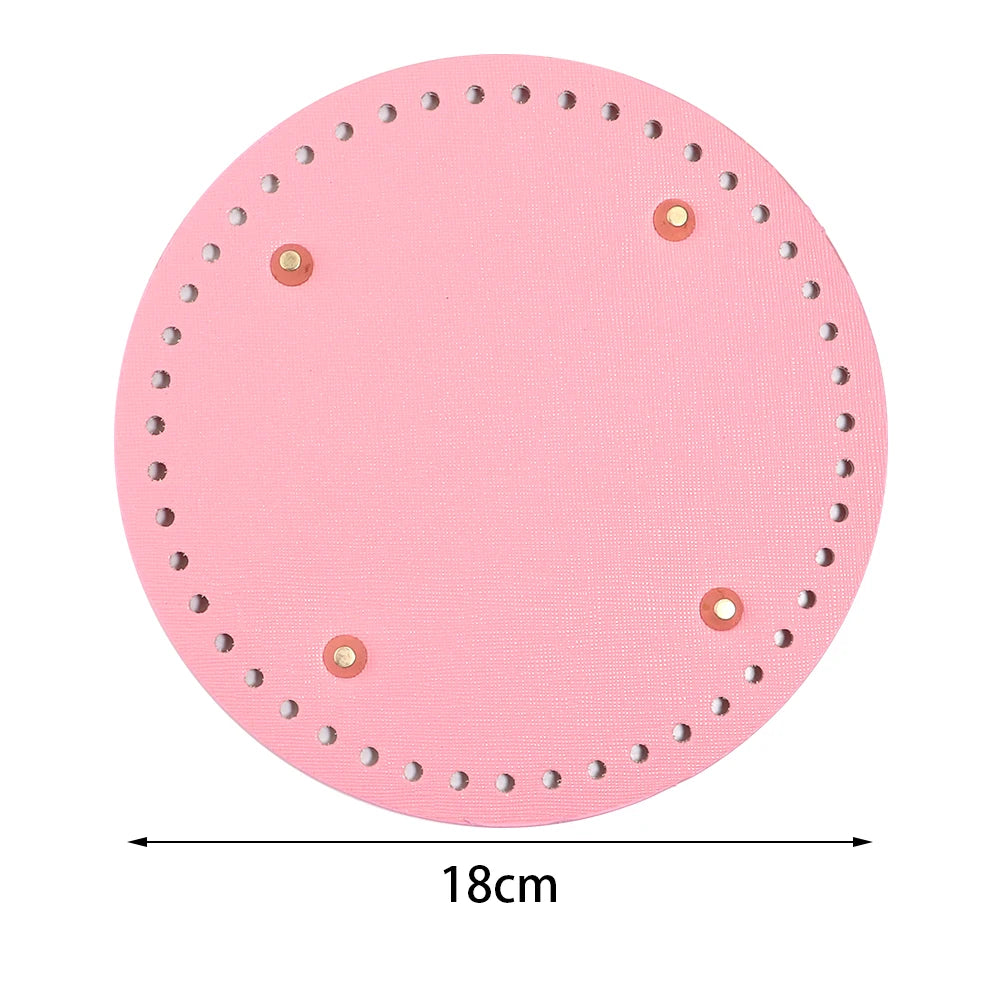 Round PU Leather Bag Base with Rivets – 12/15/18cm DIY Handbag Bag Making Base PLUSH pink 18cm