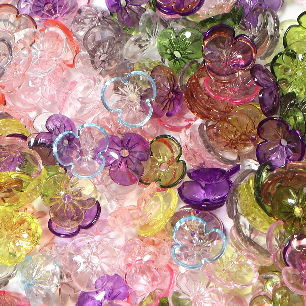 100pcs Flower Petal Resin Spacer Beads – Colorful DIY Jewelry Resin Spacer Beads PLUSH