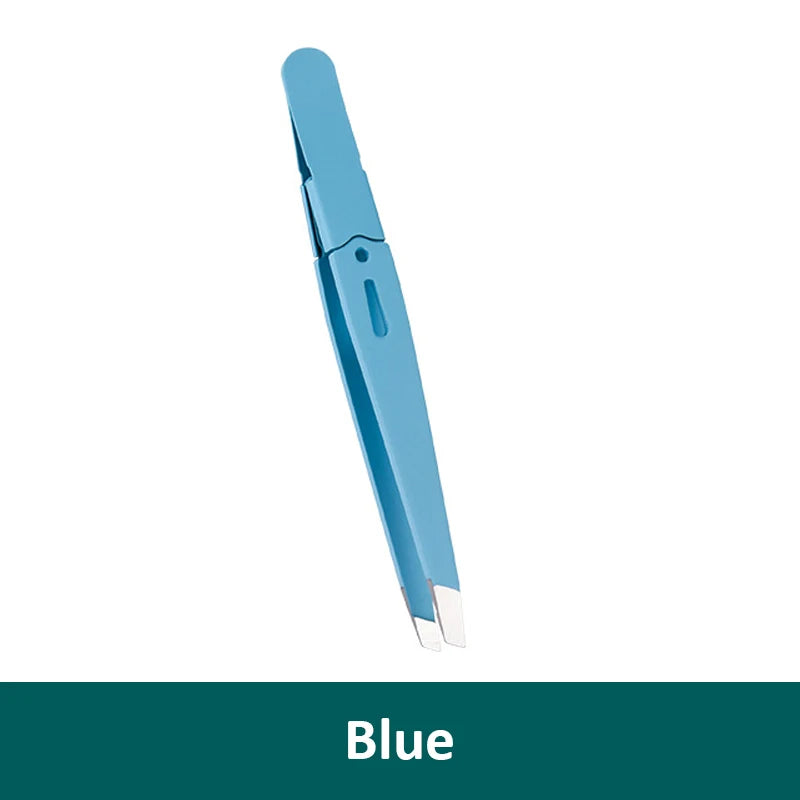 Stainless Steel Eyebrow Tweezers – Facial & Nose Hair Clip Eyebrow Tweezers PLUSH Blue