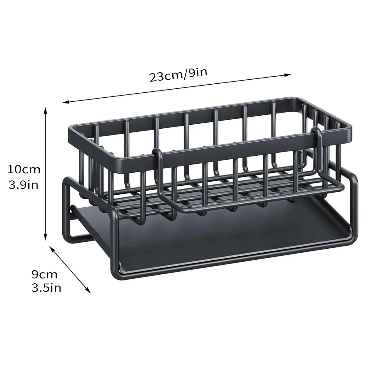 Sink Drain Rack Sponge & Soap Holder Kitchen Organizer Sink Organizer Rack PLUSH Black Pro