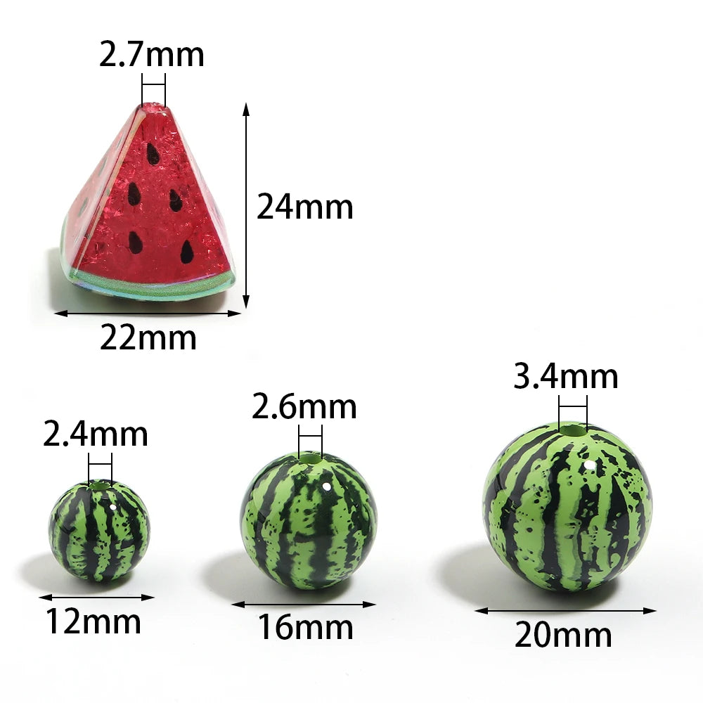 Watermelon Acrylic Fruit Spacer Beads – DIY Jewelry 5-10pcs Acrylic Spacer Beads PLUSH