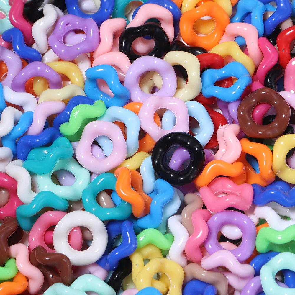 100pcs Colorful Doughnut Acrylic Wavy Spacer Beads | DIY Jewelry Acrylic Spacer Beads PLUSH