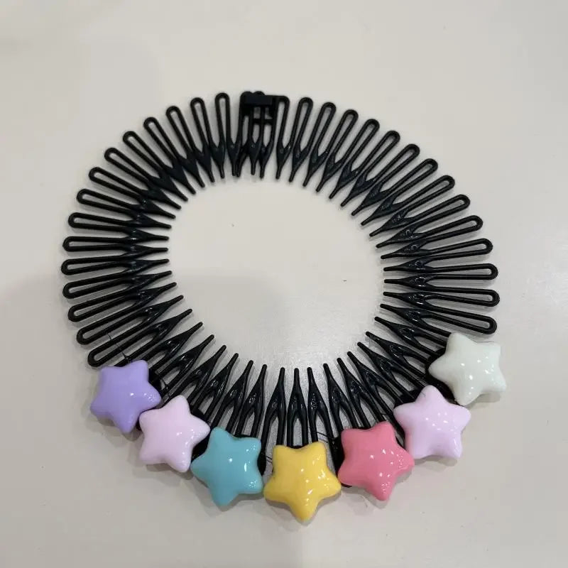 Y2K Star Heart Colorful Hair Comb Clips – Girls Hair Accessories Hair Comb Clip PLUSH star