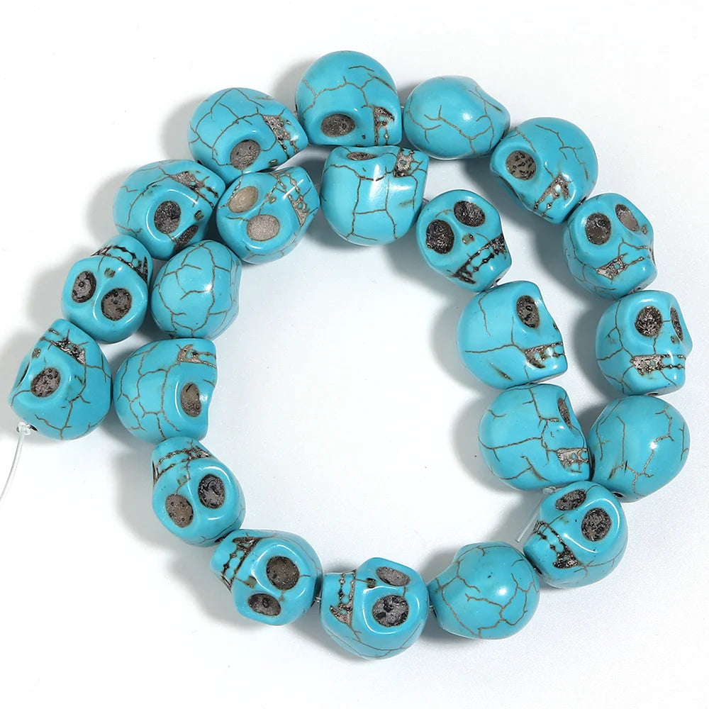 Turquoise Howlite Skull Beads | Natural Stone DIY Jewelry Spacers Natural Stone Beads PLUSH 18mm
