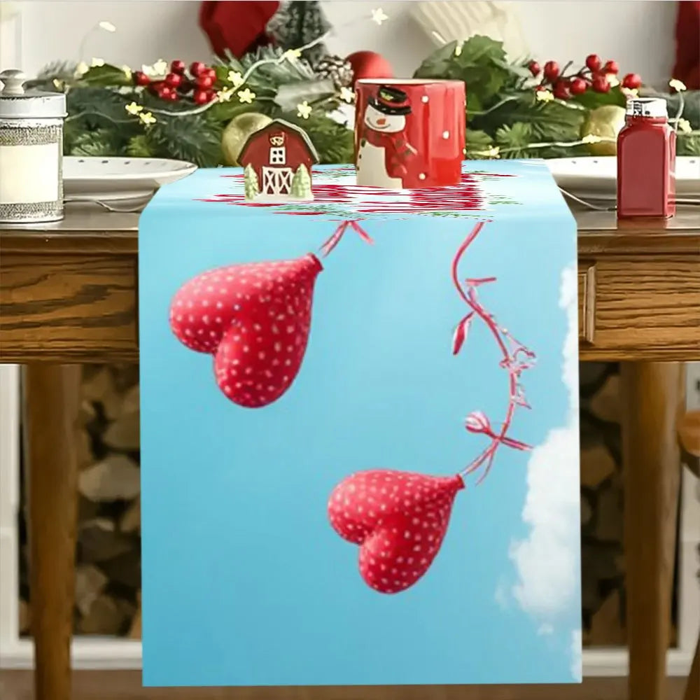 Valentine's Day Table Runner – Heart Balloon Print | 3 Sizes Holiday Table Runner PLUSH A 33X275Cm