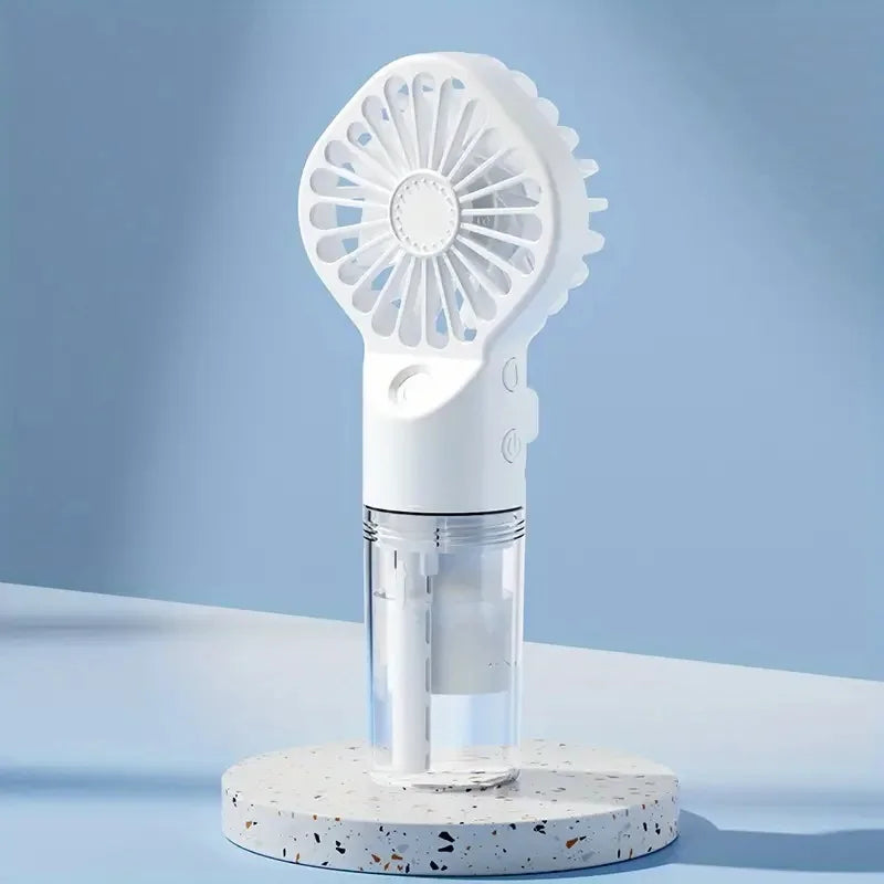 Portable Rechargeable Handheld Misting Fan – USB Travel Fan Handheld Misting Fan PLUSH white