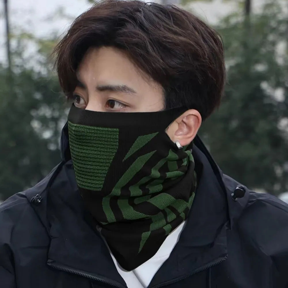 Windproof Thermal Balaclava Cycling Mask & Neck Warmer Balaclava Cycling Mask PLUSH Green-hanging ear-