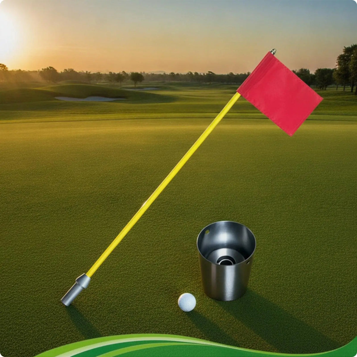 Golf Flag Pole with Stainless Steel Cup – Yard Practice Set Golf Practice Set PLUSH Red85CM