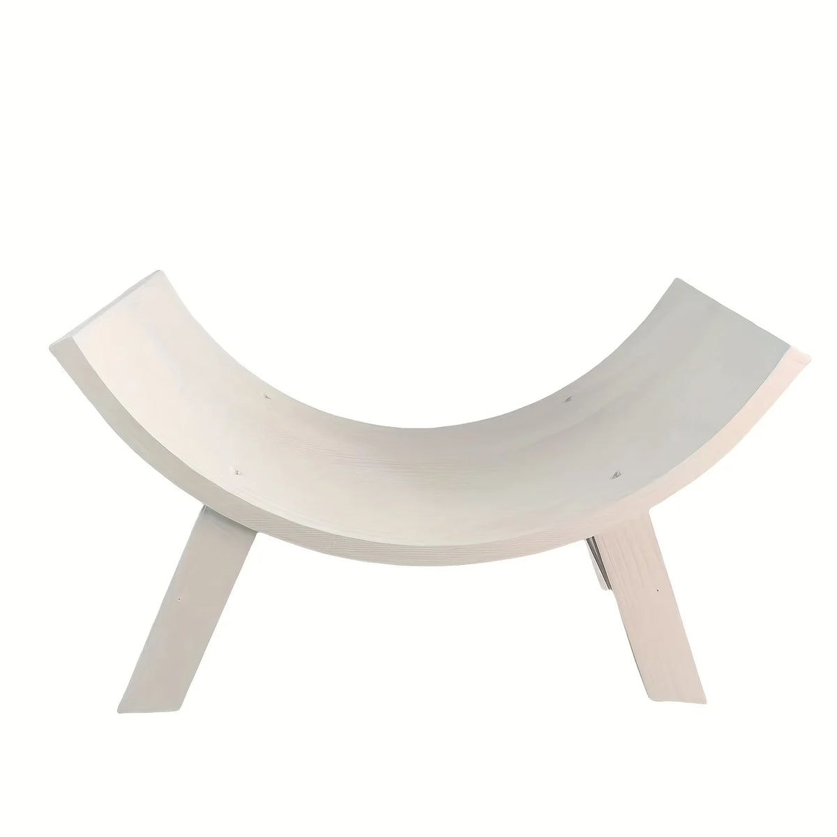 U-Shaped Wooden Stool | Distressed White Half-Round Wood Bench Decorative Wood Stool PLUSH White