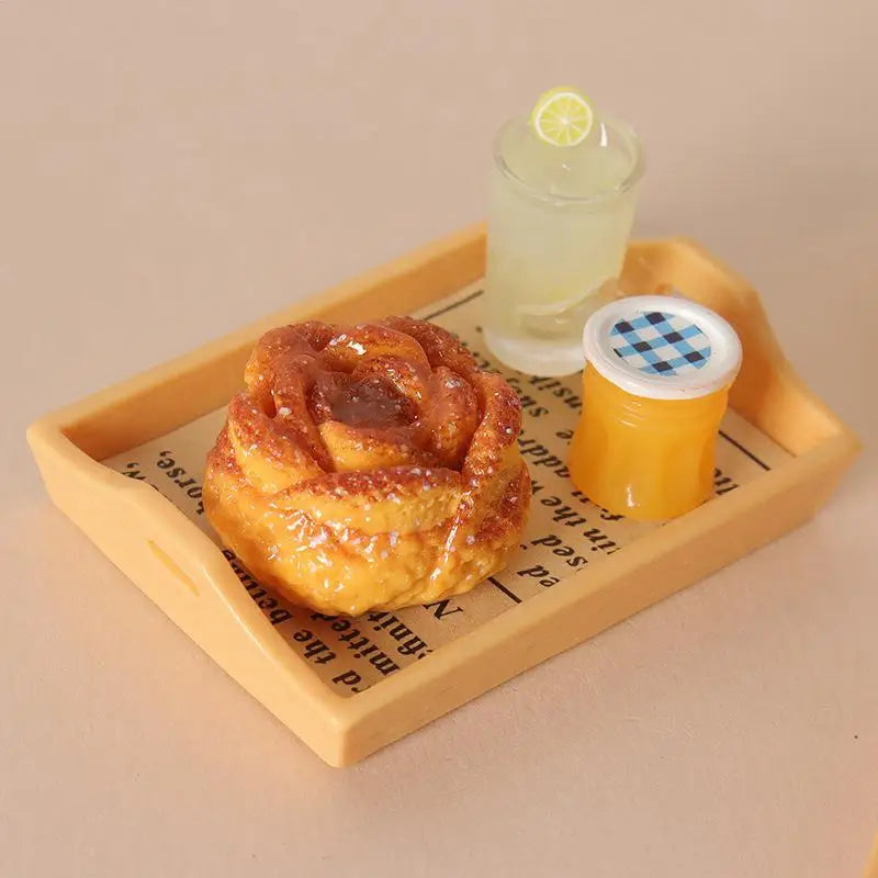 Miniature Coffee & Pastry Set – 1:12 Dollhouse Diorama Decor Dollhouse Accessory Set PLUSH
