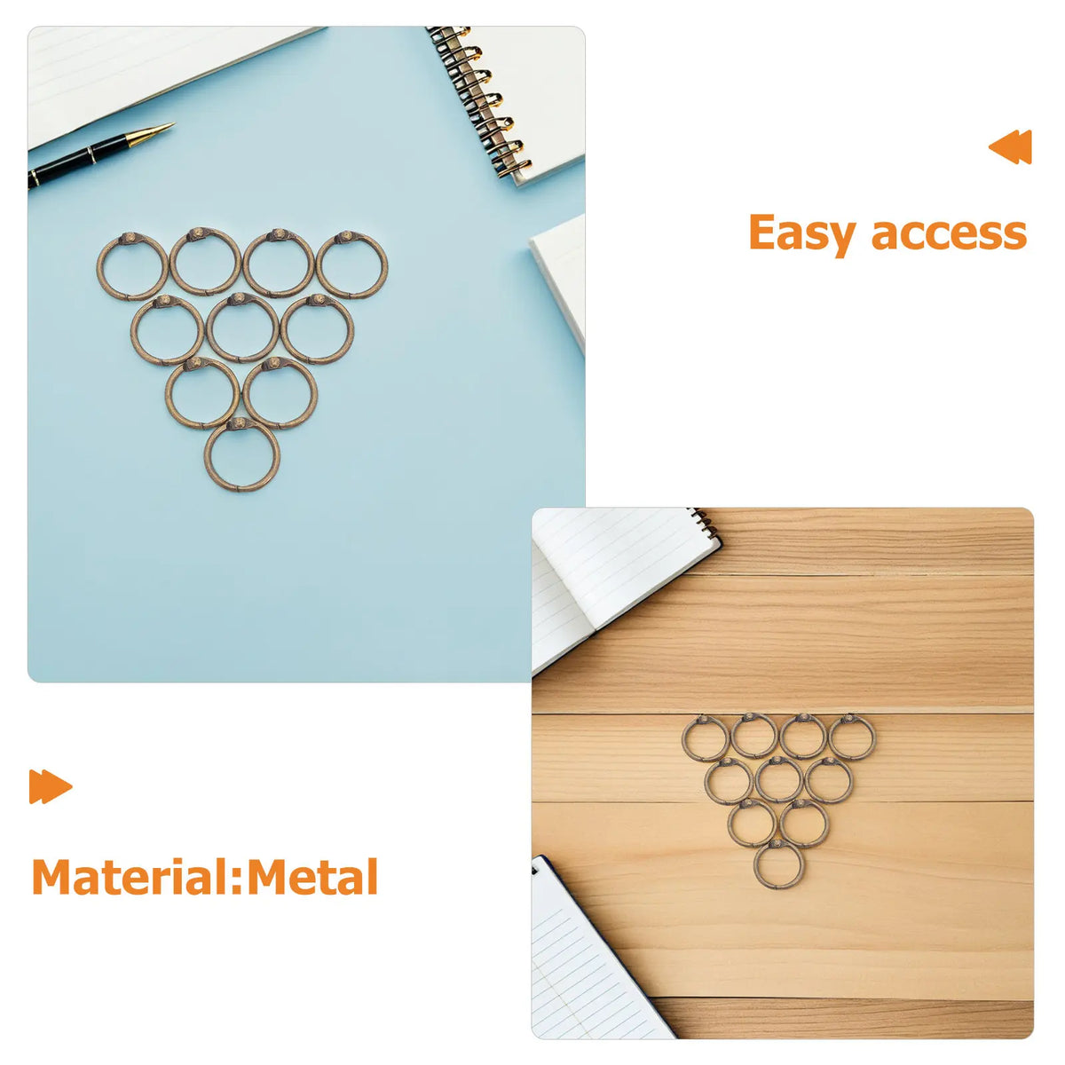 50pcs Gold Metal Loose Leaf Binder Rings – Notebooks & Cards Binder Rings PLUSH
