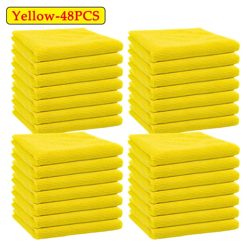 Microfiber Car Wash & Cleaning Towels – 12 to 48 Pack Microfiber Cleaning Towels PLUSH Yellow 48PCS