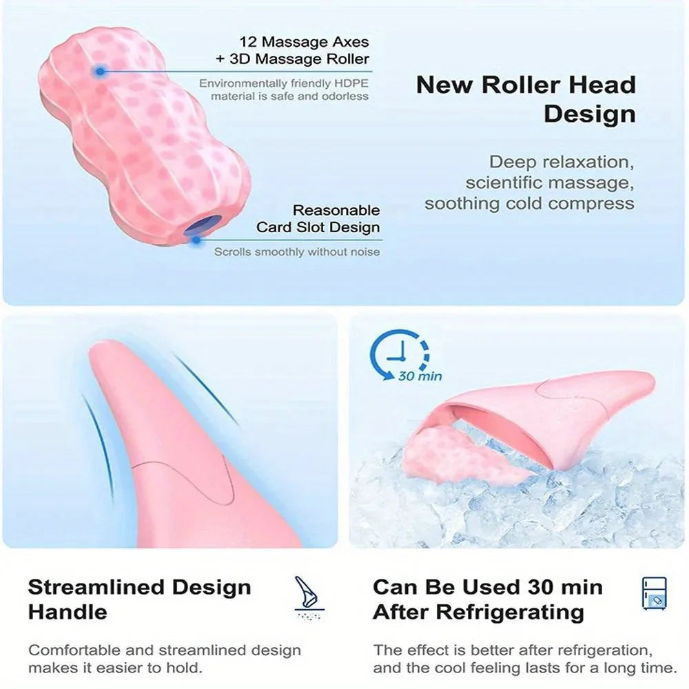 Travel Ice Roller for Face & Eye – Cooling Facial Massager Facial Ice Roller PLUSH