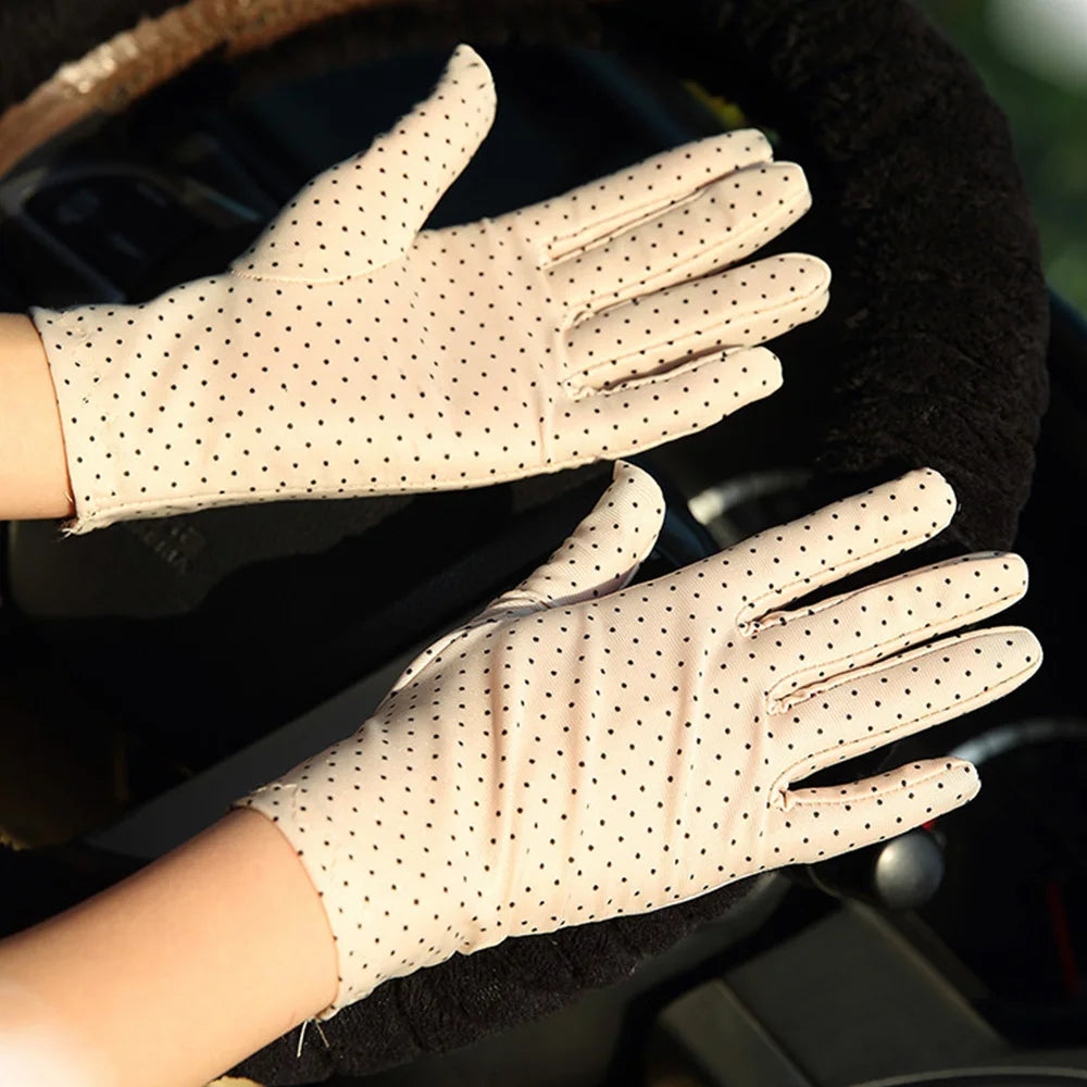 Women's Anti-UV Spandex Driving Gloves – Dot Sunscreen Driving Gloves PLUSH nude