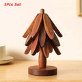 Bamboo Wooden Trivets Tree Design Table Mats & Coasters Set Bamboo Trivet Set PLUSH 3Pcs Set L
