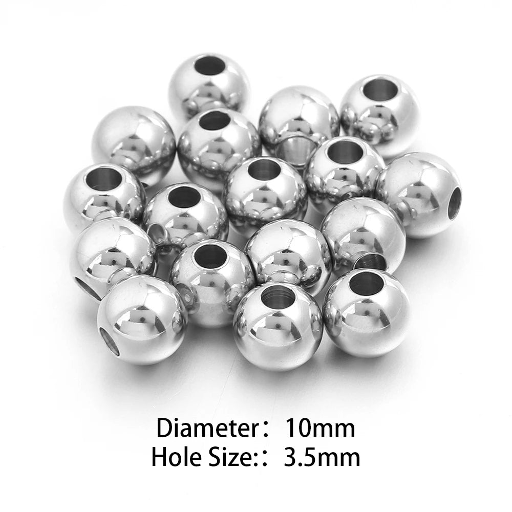 Silver Stainless Steel Big Hole Spacer Beads – DIY Jewelry Spacer Beads PLUSH 10mm hole3.5mm 10pcs