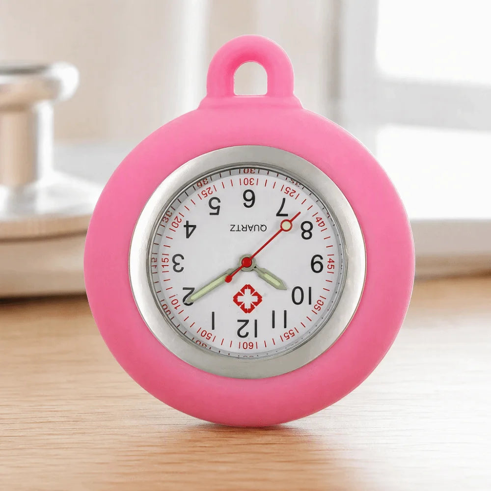 Cartoon Clip-On Nurse Fob Watch | Retractable Silicone Badge Reel Clip-On Fob Watch PLUSH