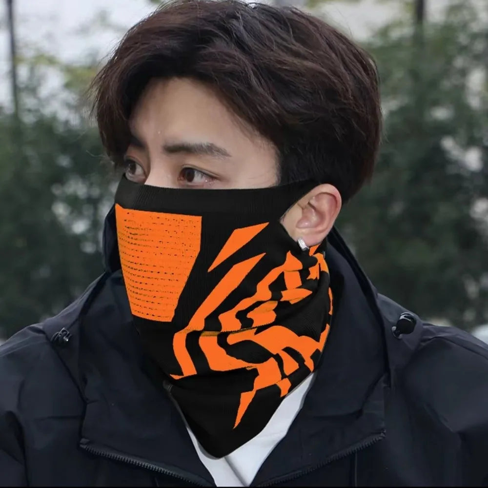 Windproof Thermal Balaclava Cycling Mask & Neck Warmer Balaclava Cycling Mask PLUSH Orange-hanging ear-