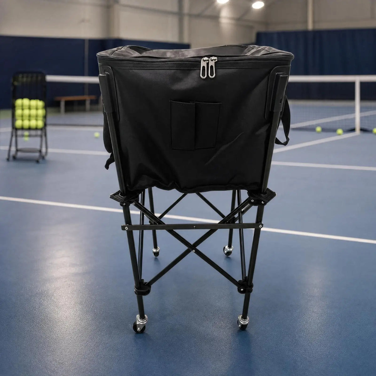 Portable Zippered Tennis Ball Cart – Wheeled Equipment Organizer Tennis Training Cart PLUSH Green