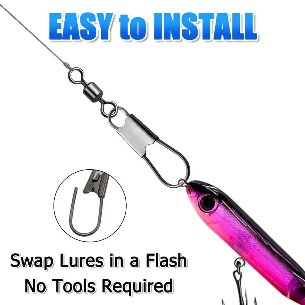 Stainless Steel Fishing Swivels Cross Lock Snap 20pcs Fishing Swivel Snap PLUSH
