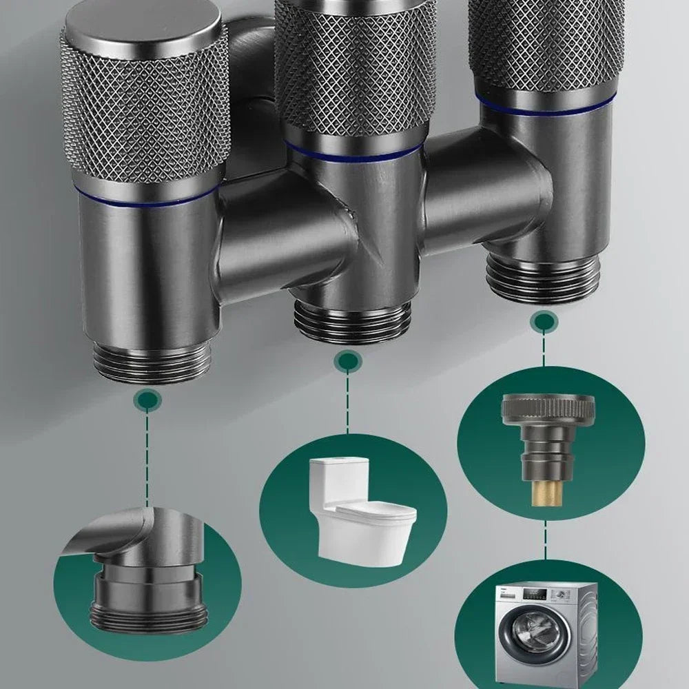 Toilet Corner Valve 1-In 2-Out Double Outlet Filling Valve Toilet Corner Valve PLUSH
