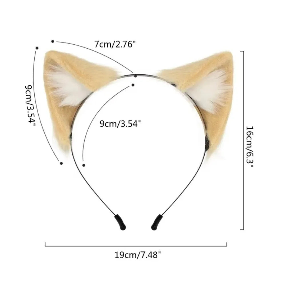 Plush Cat Ears Headband – Gothic Lolita Animal Headwear Cat Ears Headband PLUSH
