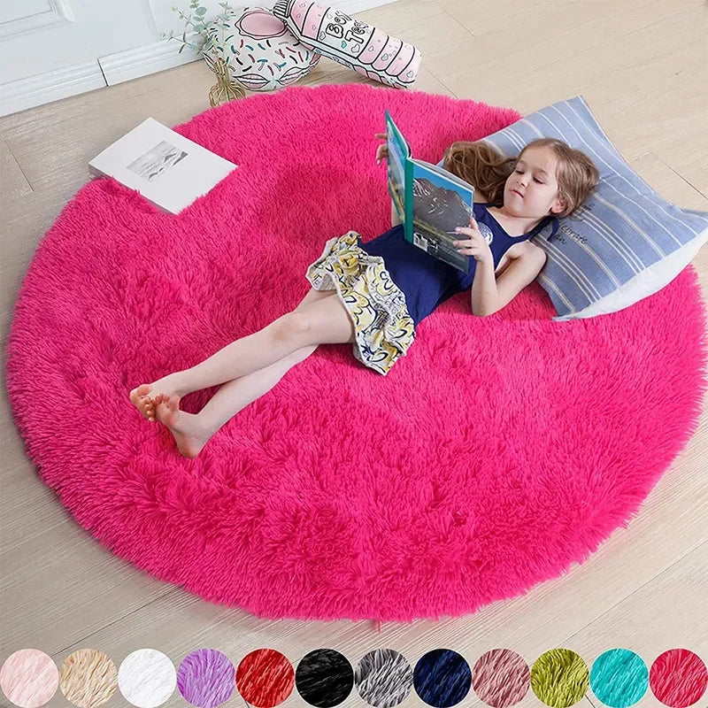 Super Soft Round Plush Rug – Thick Pile Fluffy Home Décor Plush Area Rug PLUSH