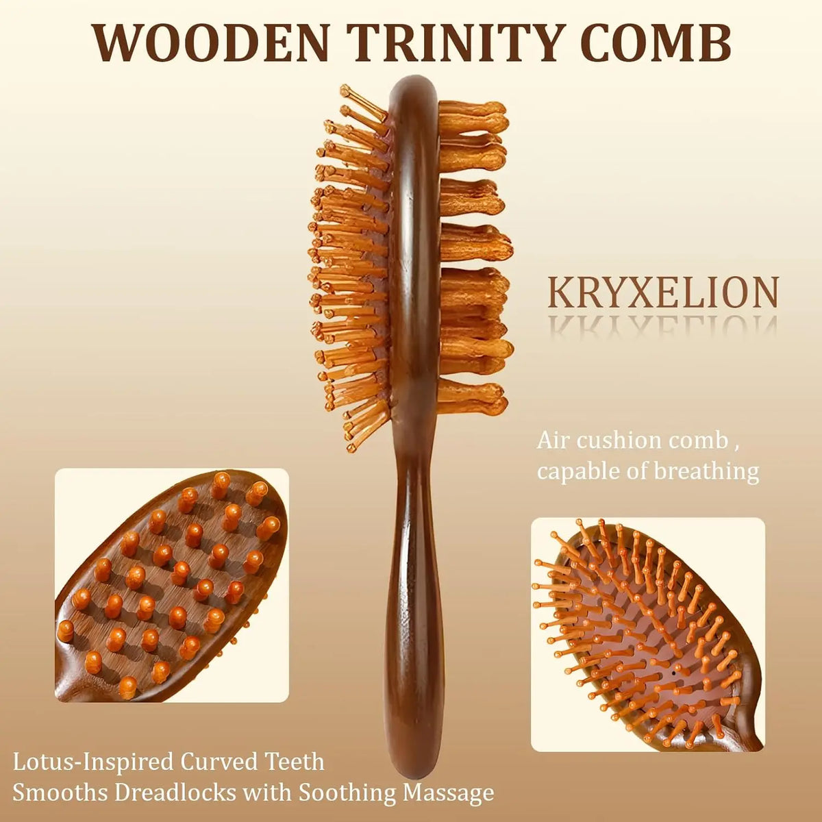 Double-Sided Sandalwood Cushion Comb – Anti-Static Hair Brush Wooden Hair Brush PLUSH