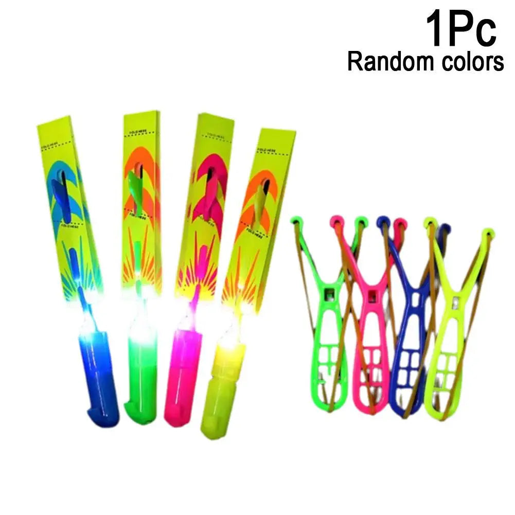 LED Glow in the Dark Rocket Helicopter Launcher Toy for Kids Flying Launcher Toy PLUSH A