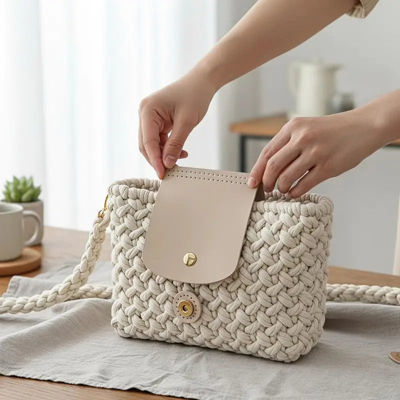 PU Leather Bag Flap Cover with Magnetic Snap – DIY Crochet Bag Bag Flap Accessory PLUSH