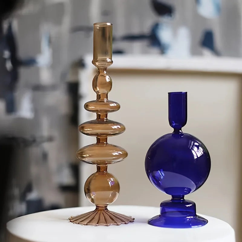Nordic Glass Candle Holder & Vase – 2-in-1 Centerpiece Glass Candle Holder PLUSH