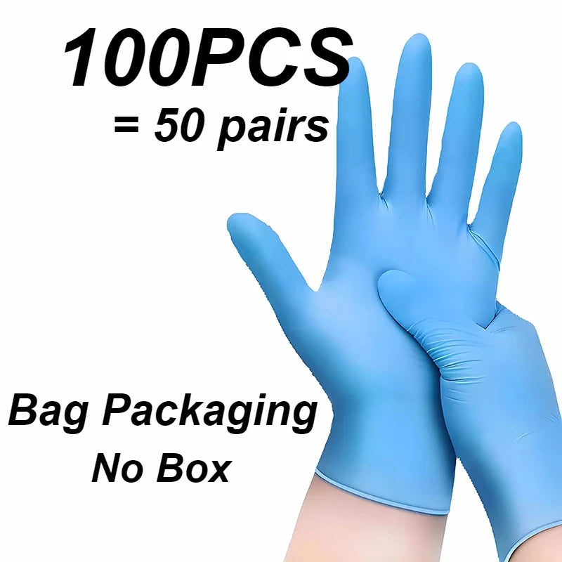 Disposable Nitrile Gloves 50/100pcs – Black White Blue S-XL Disposable Nitrile Gloves PLUSH Blue-100PCS M