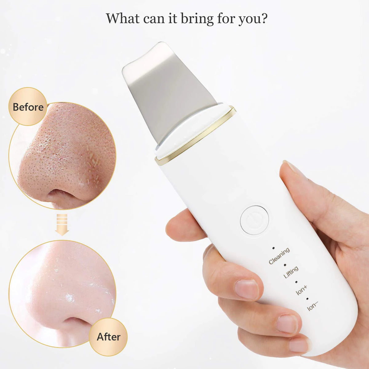 Ultrasonic Skin Scrubber Face Spatula – 4-Mode Pore Cleaner Facial Cleansing Device PLUSH