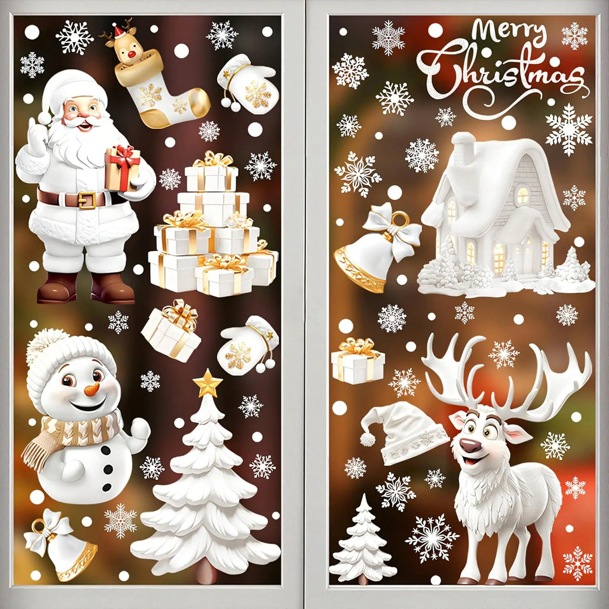 Reusable Christmas Window Clings – Santa Xmas Decals Window Clings Decals PLUSH