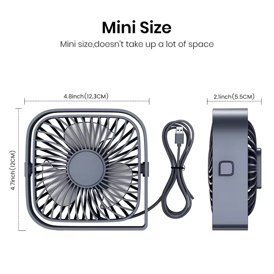 Mini Desktop USB Fan – 360° Rotation, Portable Strong Airflow Desktop USB Fan PLUSH