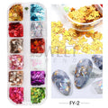 12-Grid Maple Leaf Nail Art Sequins – Fall Glitter Flakes Set Nail Art Sequins PLUSH FY-2