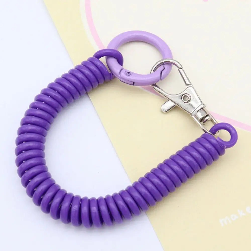 Spiral Spring Coil Key Chain – Metal Lobster Clasp Spring Coil Key Chain PLUSH purple
