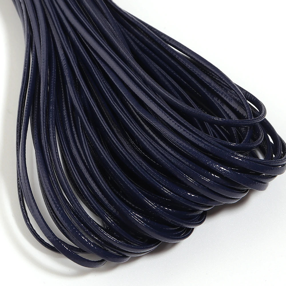 50 Yards 2mm Flat Faux Leather Cord – Multicolor DIY Crafts Leather Craft Cord PLUSH navy blue