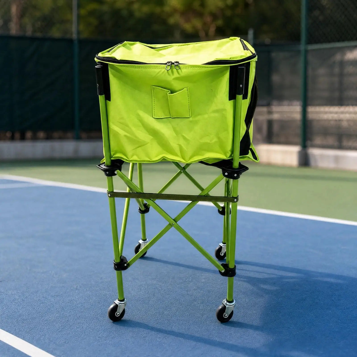Portable Zippered Tennis Ball Cart – Wheeled Equipment Organizer Tennis Training Cart PLUSH