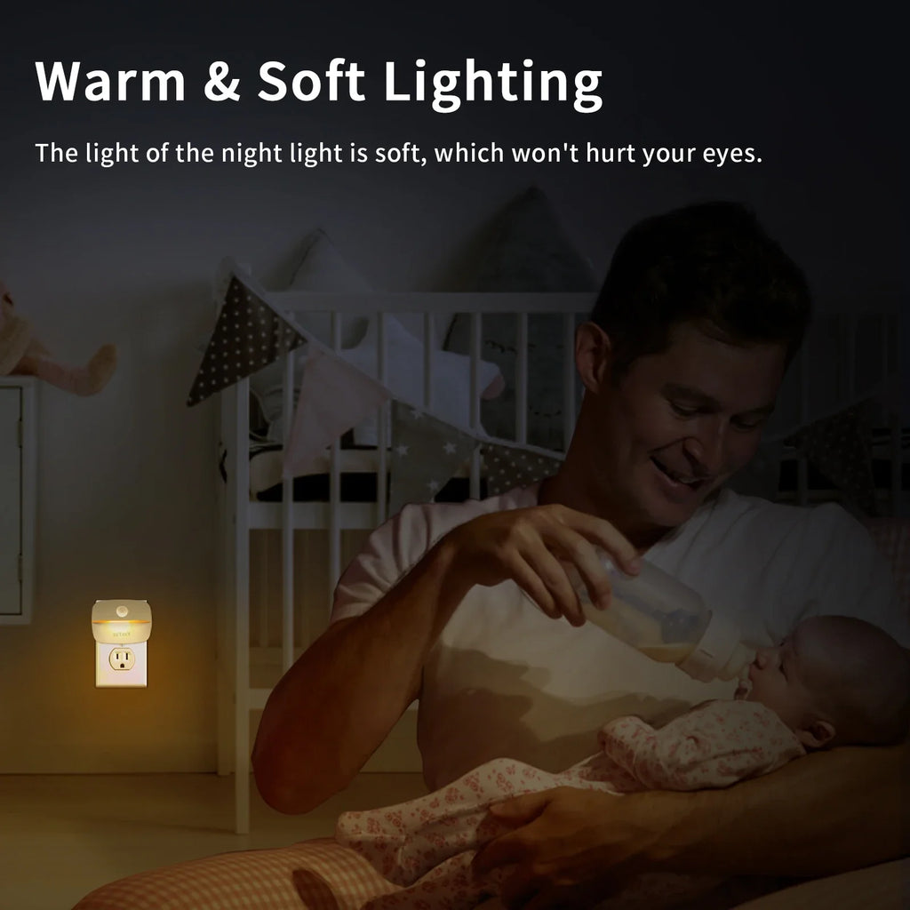 LED Motion Sensor Night Light Plug-In Wall Lamp | EU US Motion Sensor Night Light PLUSH