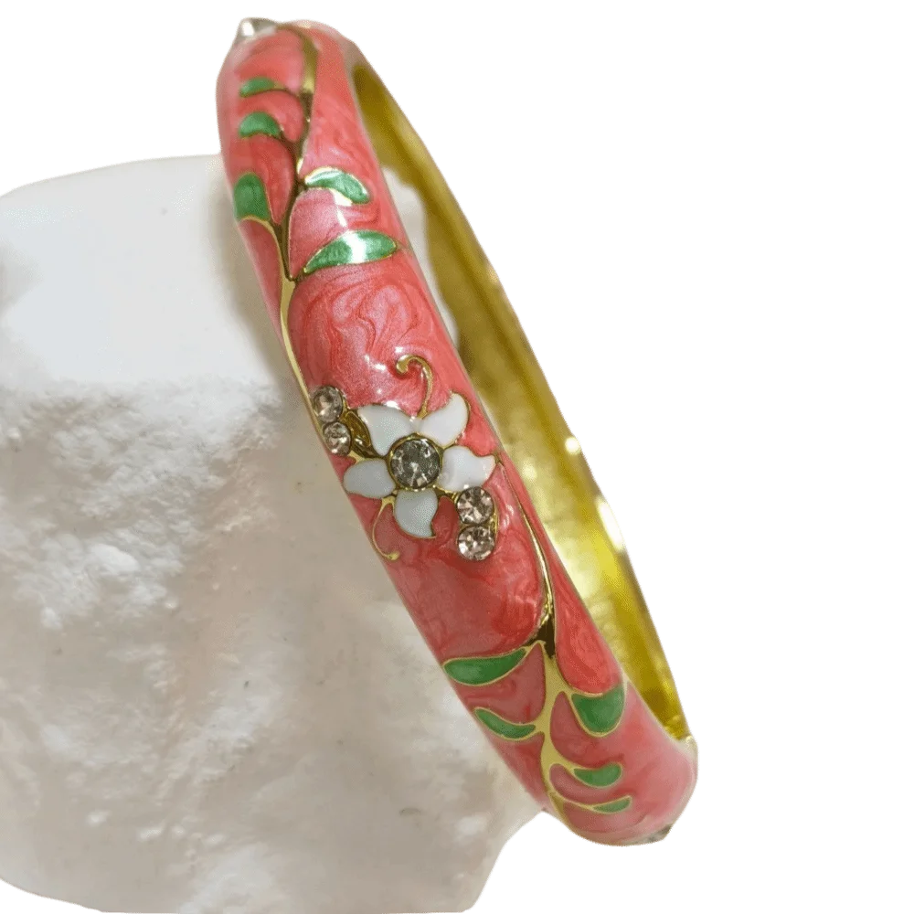 Chinese Cloisonne Enamel Flower Bangle | Traditional Bracelet Enamel Bangle PLUSH 9