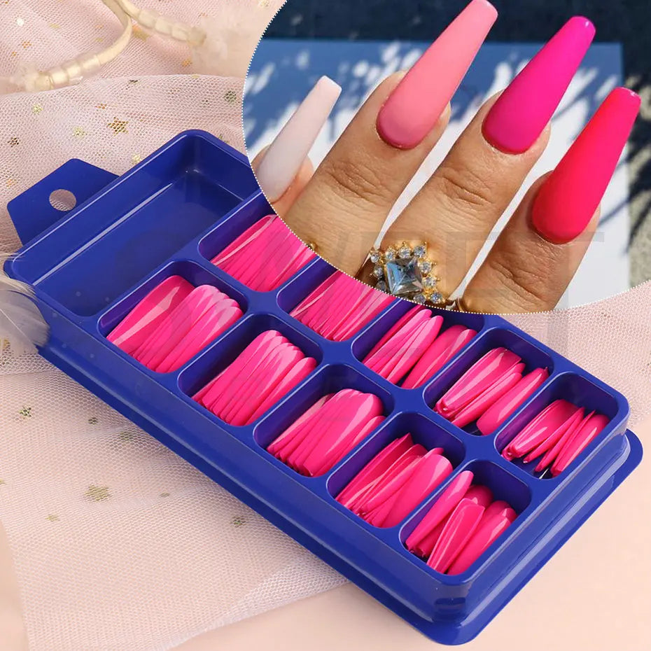 100pcs Coffin Press On Nails – Acrylic Nail Extension Kit Press On Nail Tips PLUSH