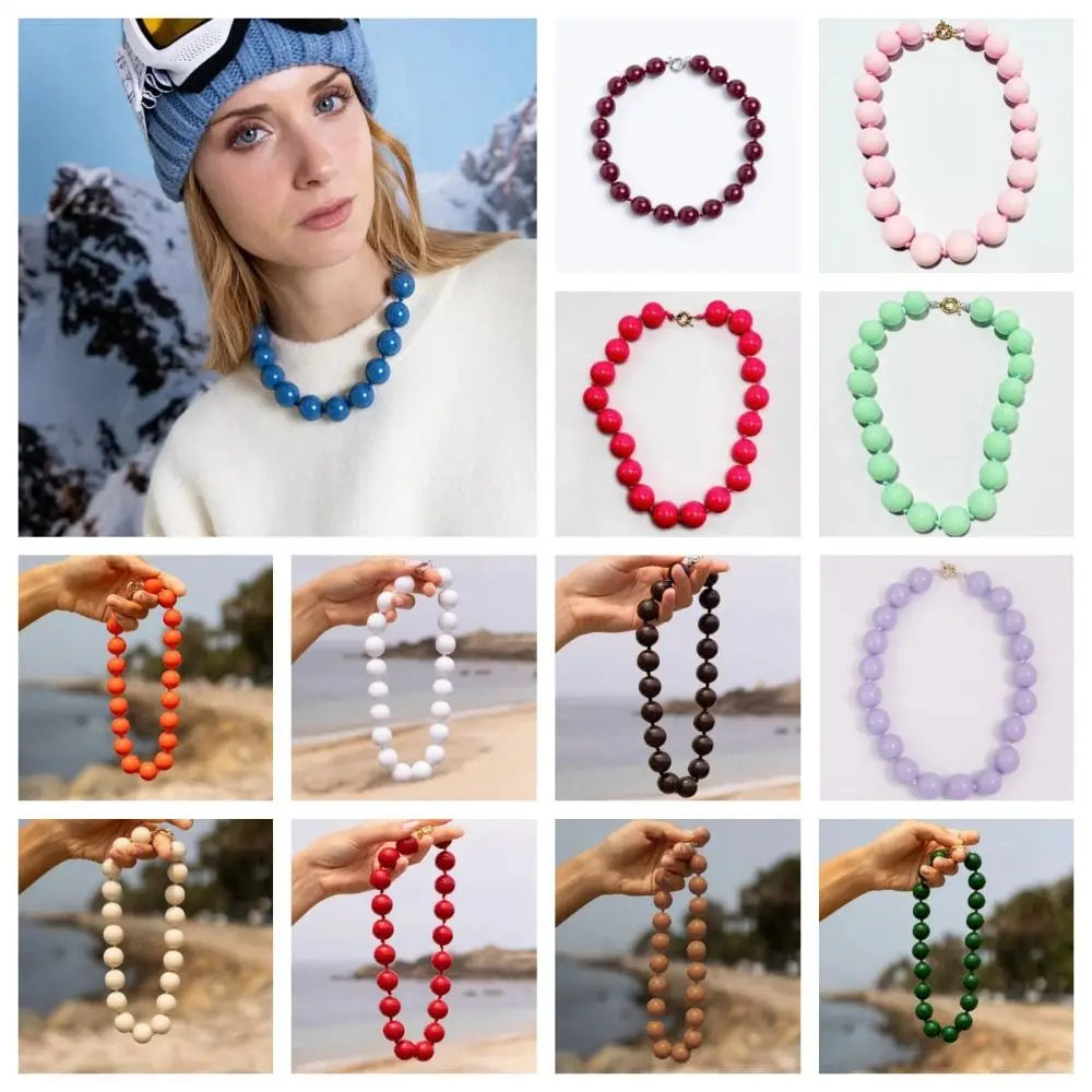 Colorful Candy Bead Choker Necklace – Boho Women's Jewelry Beaded Choker Necklace PLUSH