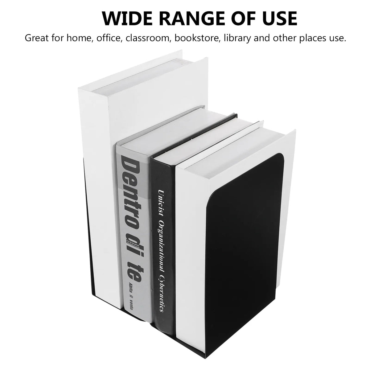 Metal Bookends 2 Pack – Desktop Book Organizer & File Holder Metal Bookends PLUSH