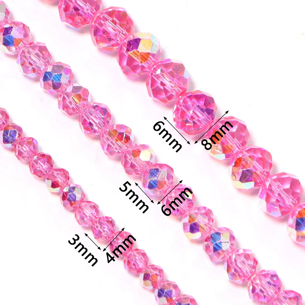 AB Color Deep Pink Crystal Abacus Spacer Beads – DIY Jewelry Crystal Spacer Beads PLUSH