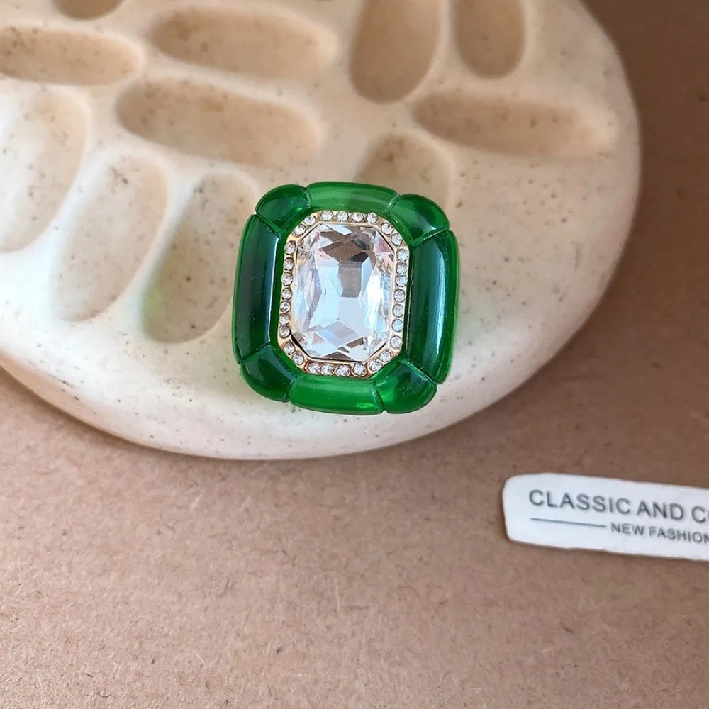 Y2K Candy Color Acrylic Resin Dome Ring | Korean Punk Style Fashion Statement Ring PLUSH Green Transparent