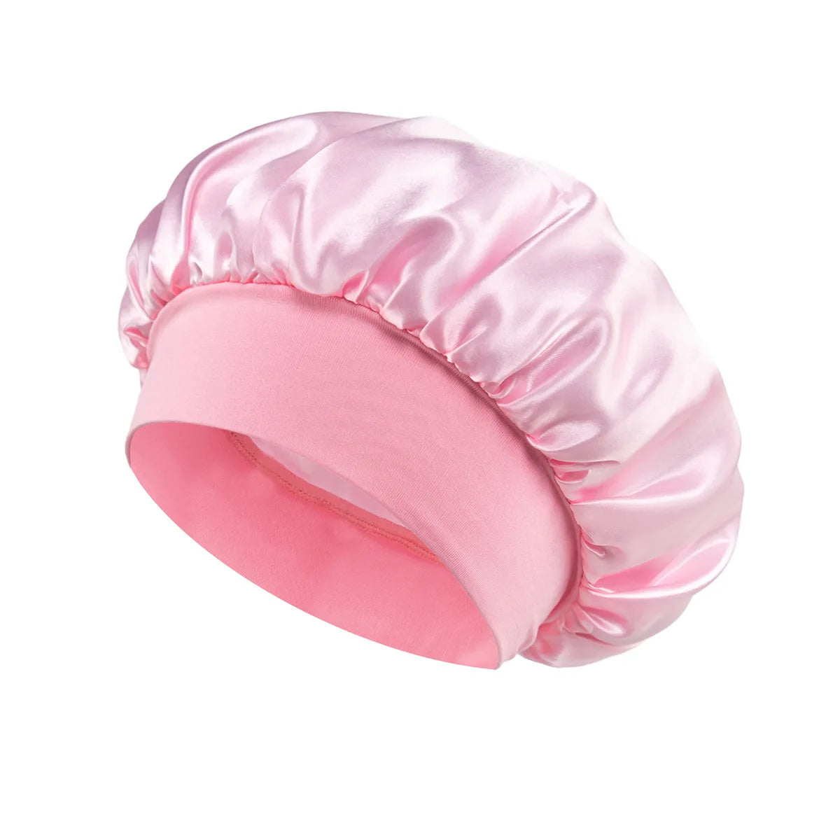 Satin Silk Sleep Bonnet – Large Hair Wrap Cap for Long Hair Satin Sleep Bonnet PLUSH Pink
