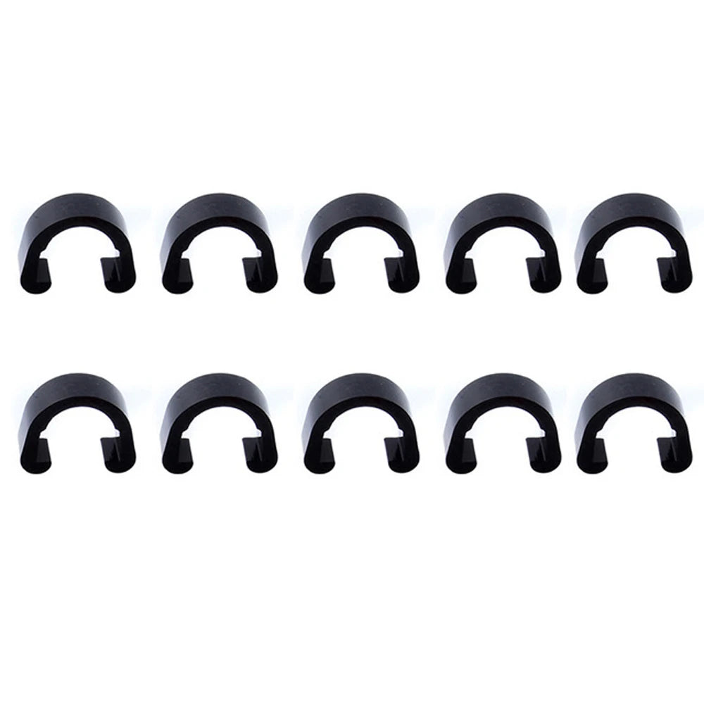 Aluminum C-Clip Brake Cable Guides for Road & MTB Bikes – 10pcs Bike Cable Clips PLUSH Black
