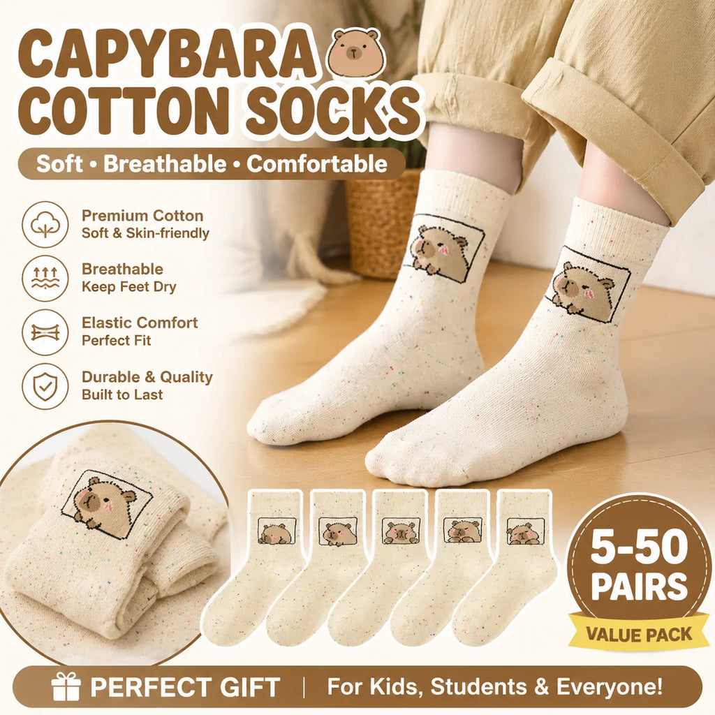 Kids Capybara Bear Cotton Crew Socks – 5 to 50 Pairs Unisex Kids Cartoon Socks PLUSH