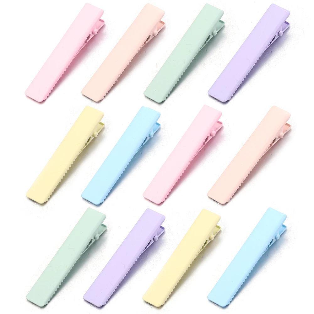 10pcs Macaroon Metal Square Hair Clips 4.8cm DIY Barrette Base Hair Clip Barrettes PLUSH